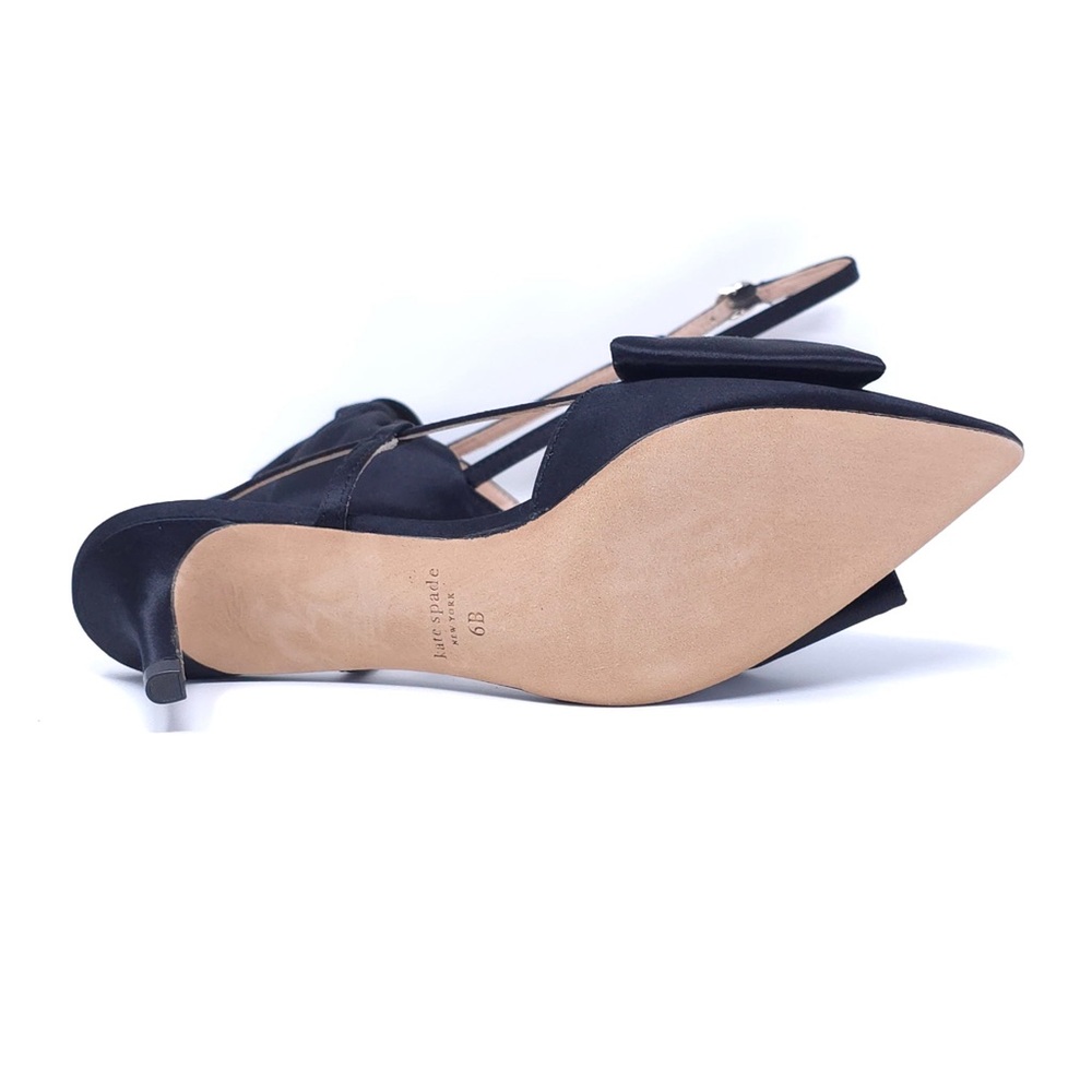 Kate Spade Marseille Satin Bow Slingback Dress Pumps Size 6B Black - Picture 7 of 11
